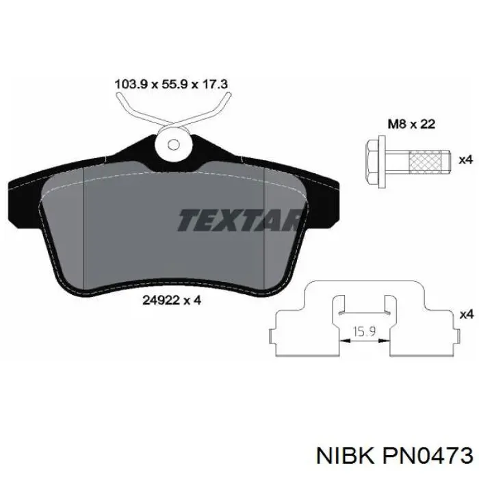 PN0473 Nibk Колодки гальмівні задні, дискові