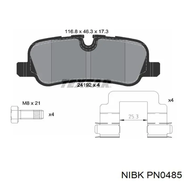 Колодки гальмові задні, дискові PN0485 Nibk