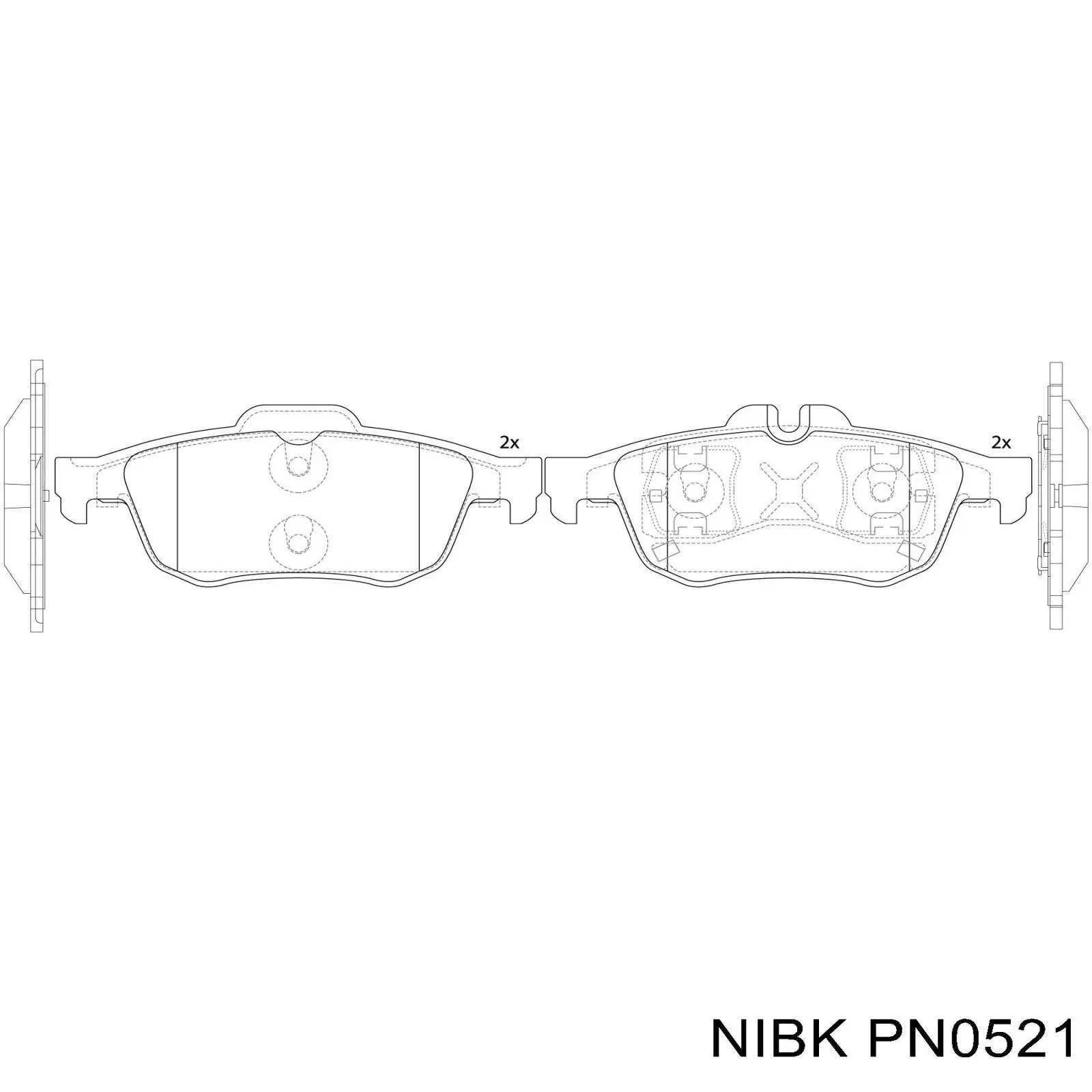 PN0521 Nibk колодки гальмові задні, дискові