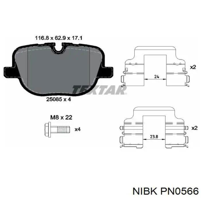 PN0566 Nibk Колодки гальмівні задні, дискові