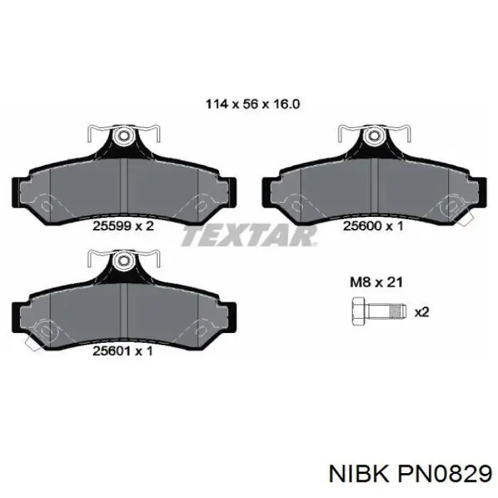 Задні гальмівні колодки PN0829 Nibk