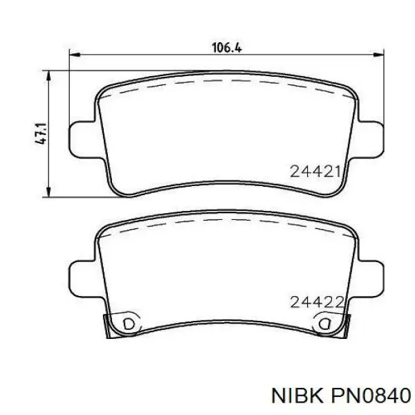 PN0840 Nibk Колодки гальмівні задні, дискові