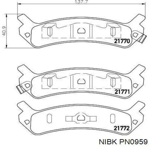 Колодки гальмові задні, дискові PN0959 Nibk