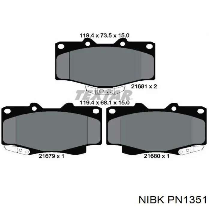 PN1351 Nibk колодки гальмівні передні, дискові