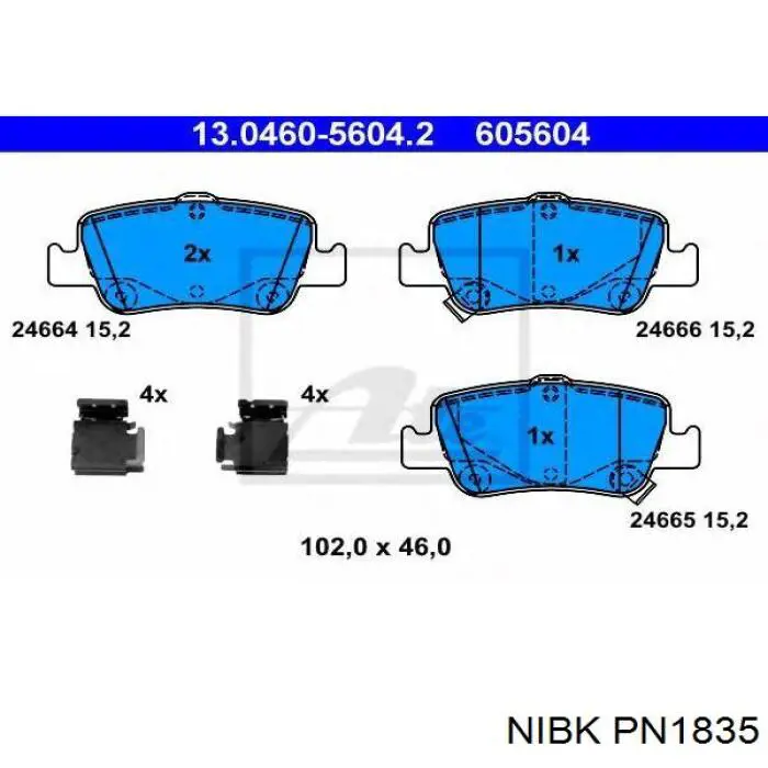 PN1835 Nibk Колодки гальмівні задні, дискові