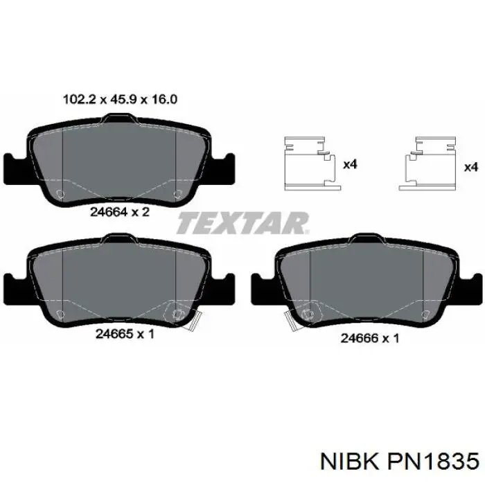 Задні гальмівні колодки Nibk PN1835 ціна, від 21.39 USD
