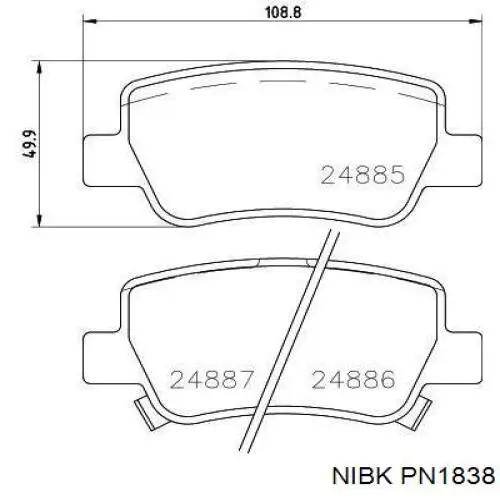 PN1838 Nibk Колодки гальмівні задні, дискові
