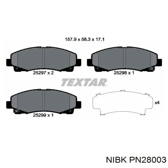 Гальмівні колодки Nibk PN28003 ціна, від 23.80 USD