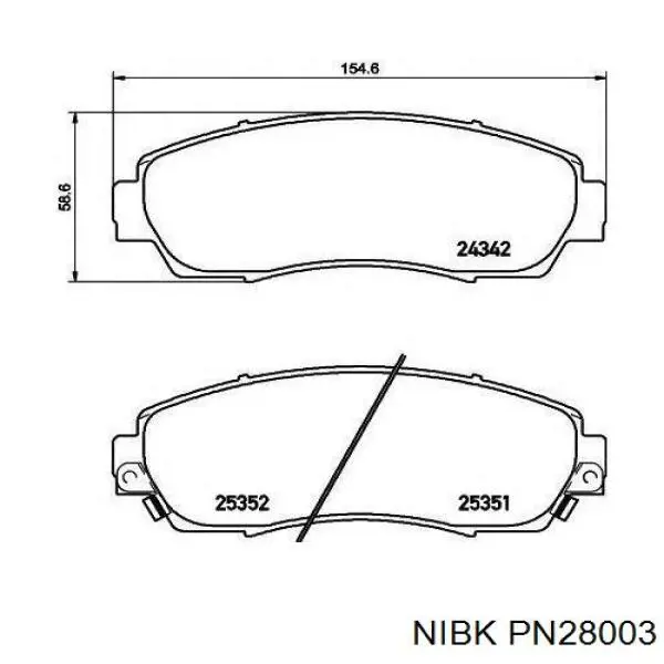 Колодки гальмівні передні, дискові PN28003 Nibk