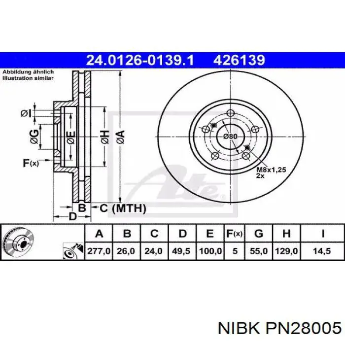 Купити PN28005 Nibk Колодки гальмівні передні, дискові