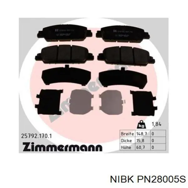 Гальмівні колодки Nibk PN28005S ціна, від 39.62 USD