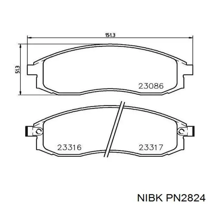 Гальмівні колодки Nibk PN2824 ціна, від 22.39 USD
