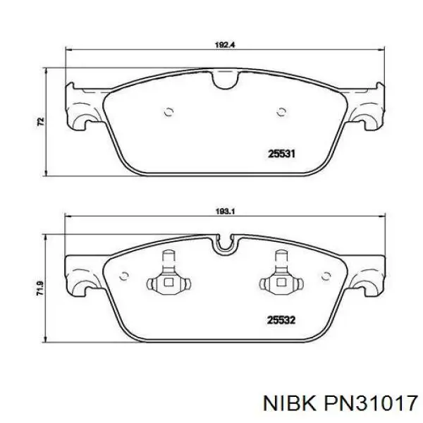 Колодки гальмівні передні, дискові PN31017 Nibk