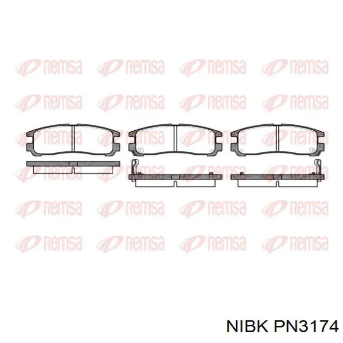 PN3174 Nibk Колодки гальмівні задні, дискові