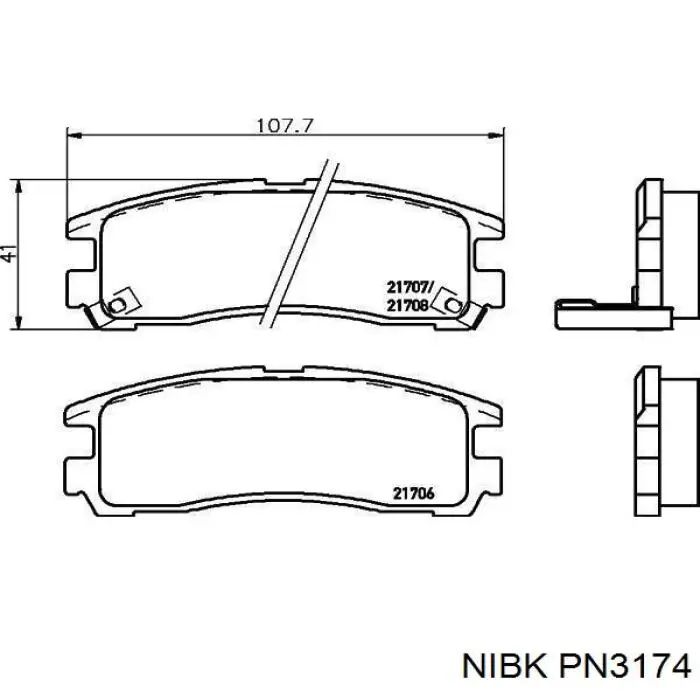 Задні гальмівні колодки Nibk PN3174 ціна, від 15.11 USD