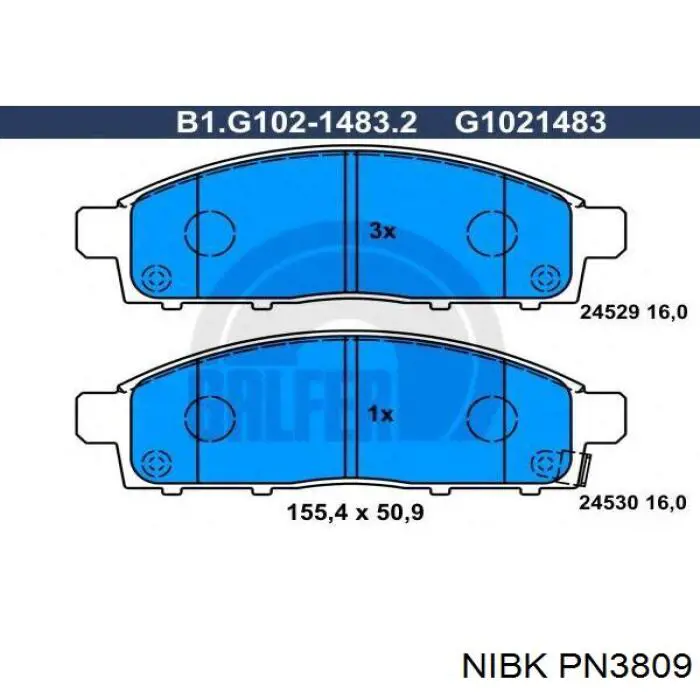 Купити PN3809 Nibk Колодки гальмівні передні, дискові