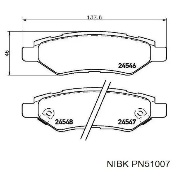 PN51007 Nibk Колодки гальмівні задні, дискові
