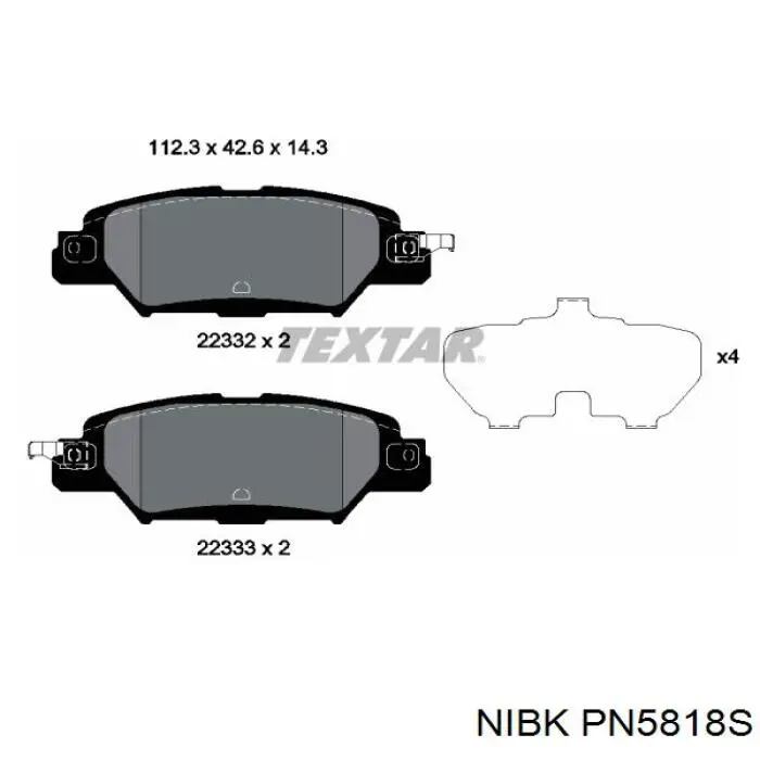 PN5818S Nibk Колодки гальмівні задні, дискові