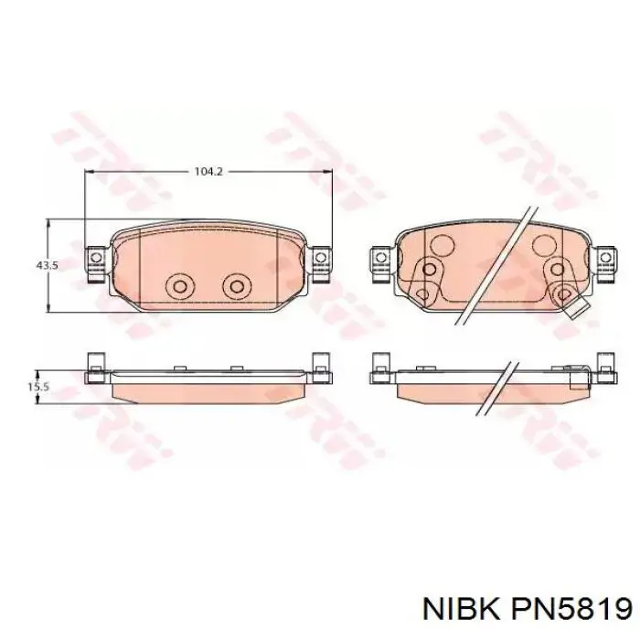 PN5819 Nibk Колодки гальмівні задні, дискові