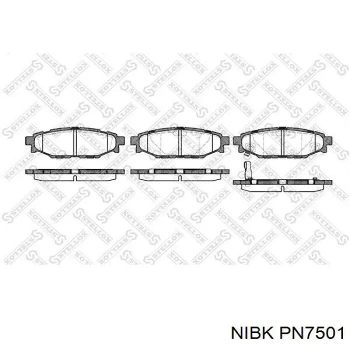 PN7501 Nibk Колодки гальмівні задні, дискові