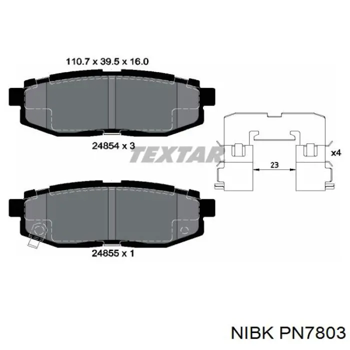 Задні гальмівні колодки PN7803 Nibk