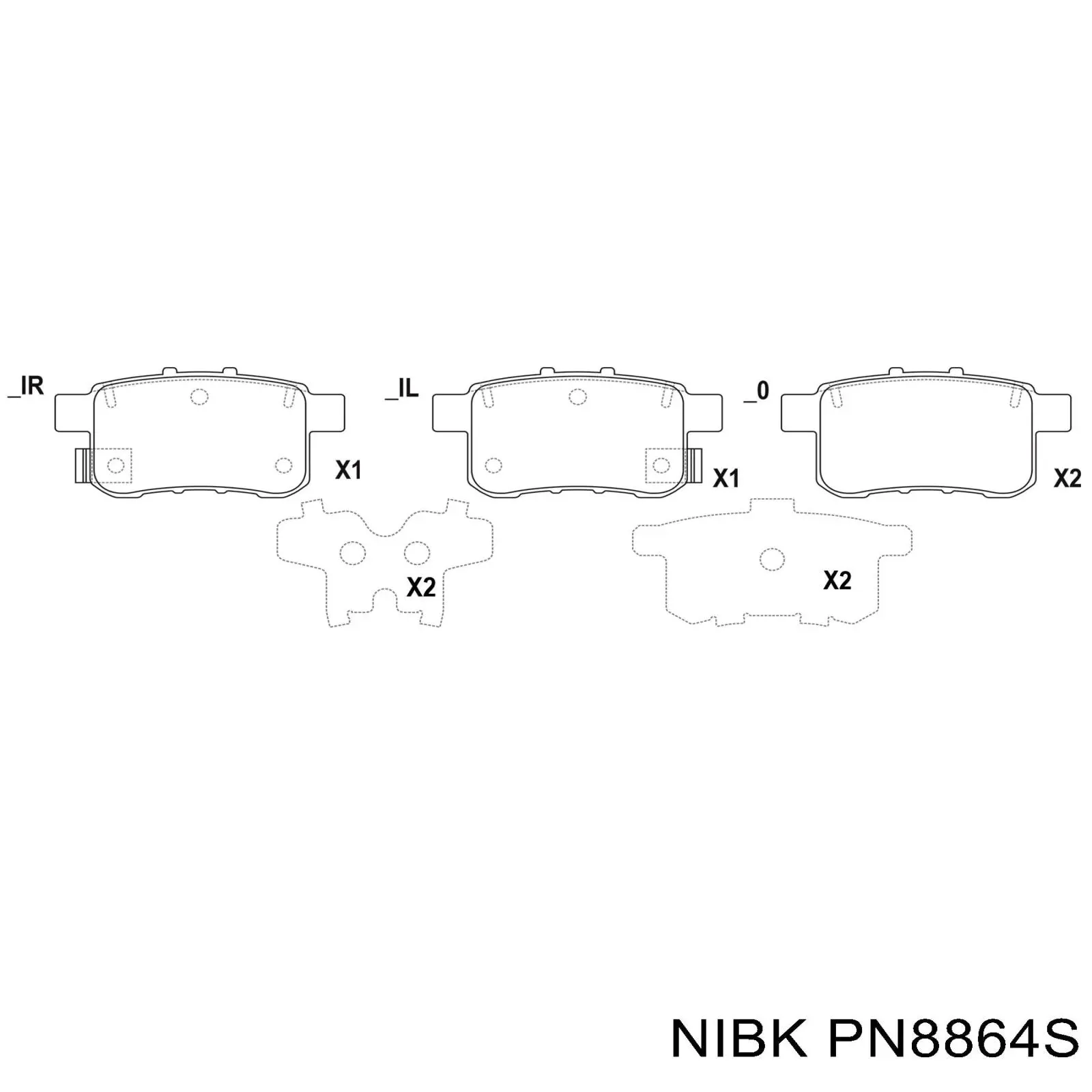 PN8864S Nibk Колодки гальмівні задні, дискові