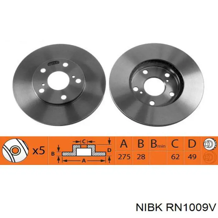 Гальмівні диски передні RN1009V Nibk