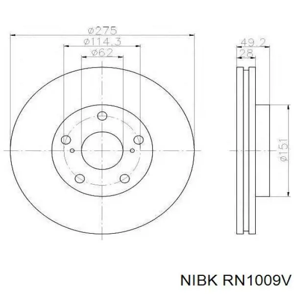 RN1009V Nibk Гальмо дискове переднє