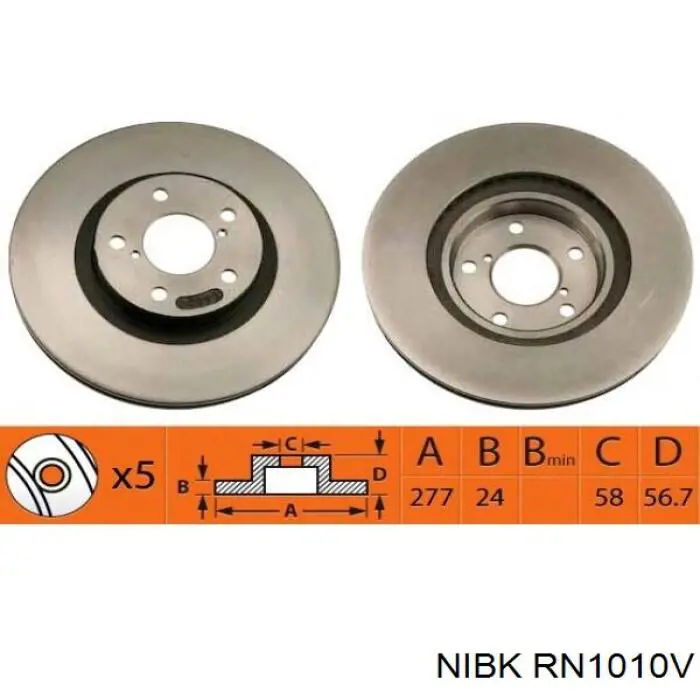 Диск переднього гальма Nibk RN1010V ціна, від 32.78 USD