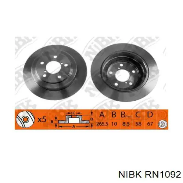 RN1092 Nibk диск гальмівний задній