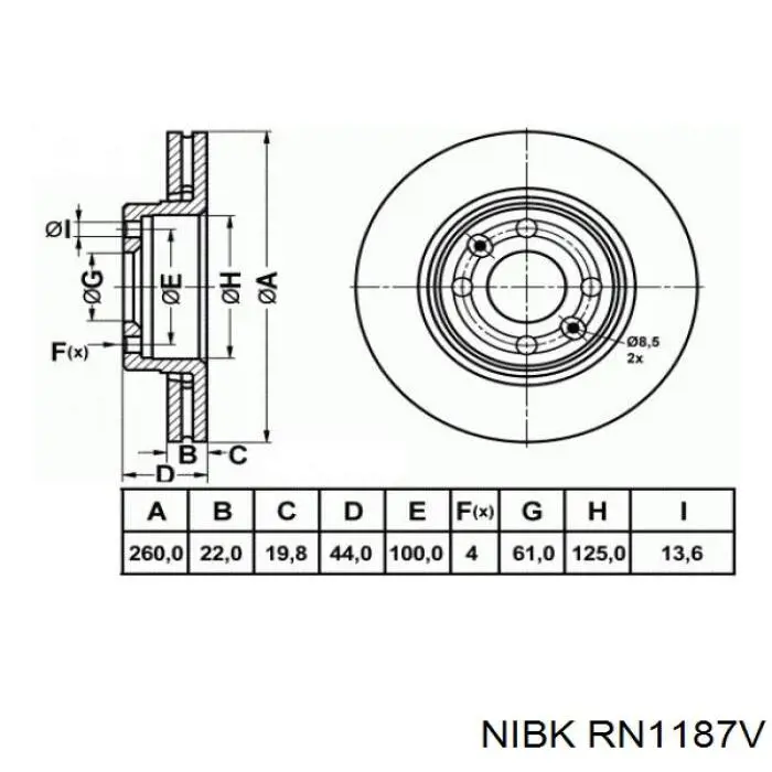 Купити RN1187V Nibk Ротор гальмівний