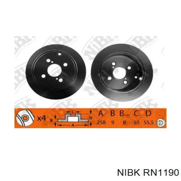 Задні дискові гальма Nibk RN1190 ціна, від 28.59 USD
