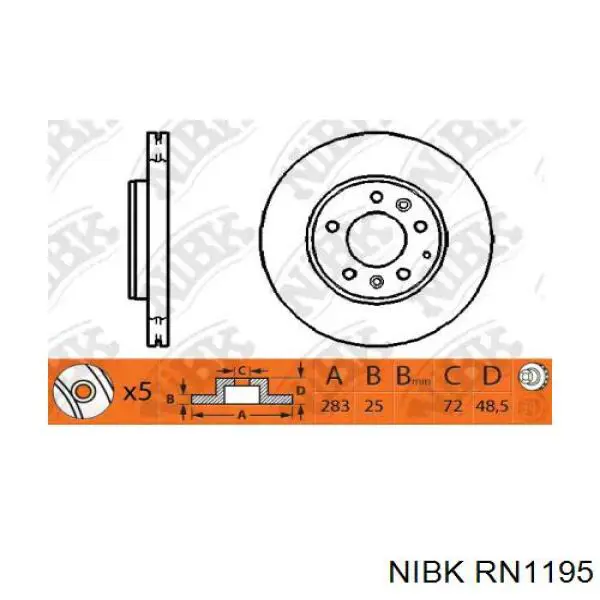 RN1195 Nibk Гальмо дискове переднє