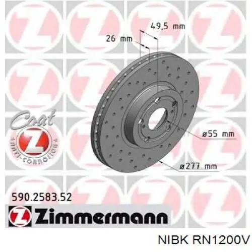 RN1200V Nibk Гальмо дискове переднє