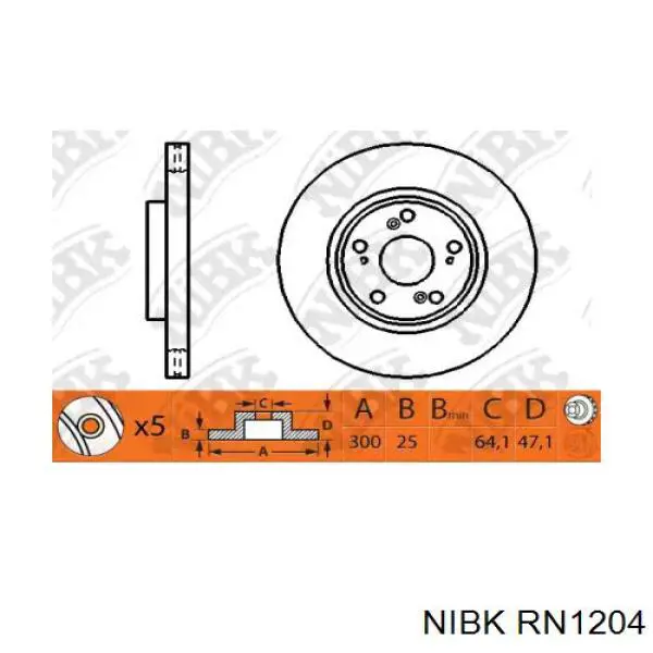 RN1204 Nibk диск гальмівний передній