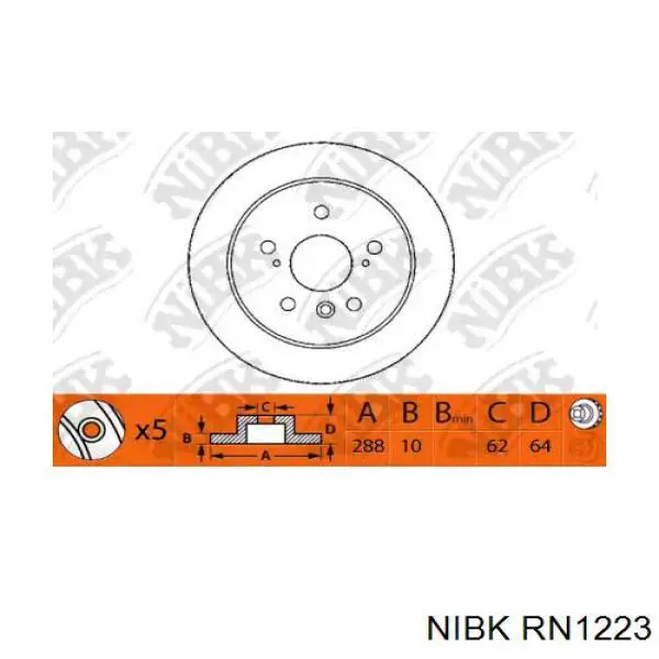 Диск гальмівний задній RN1223 Nibk