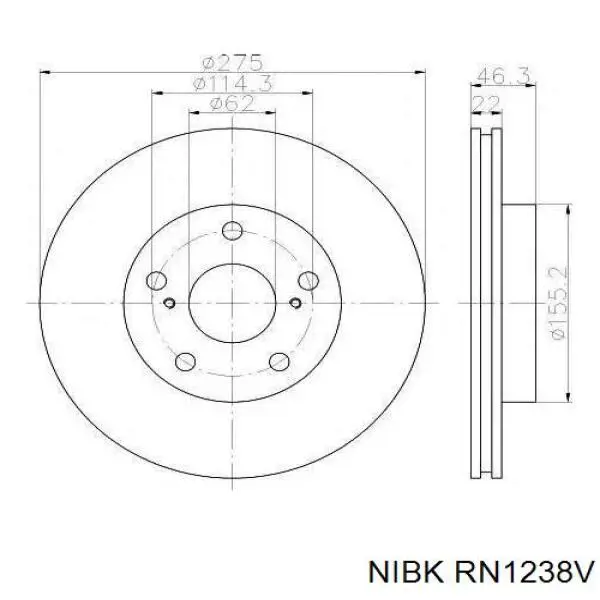 Диск переднього гальма Nibk RN1238V ціна, від 34.20 USD
