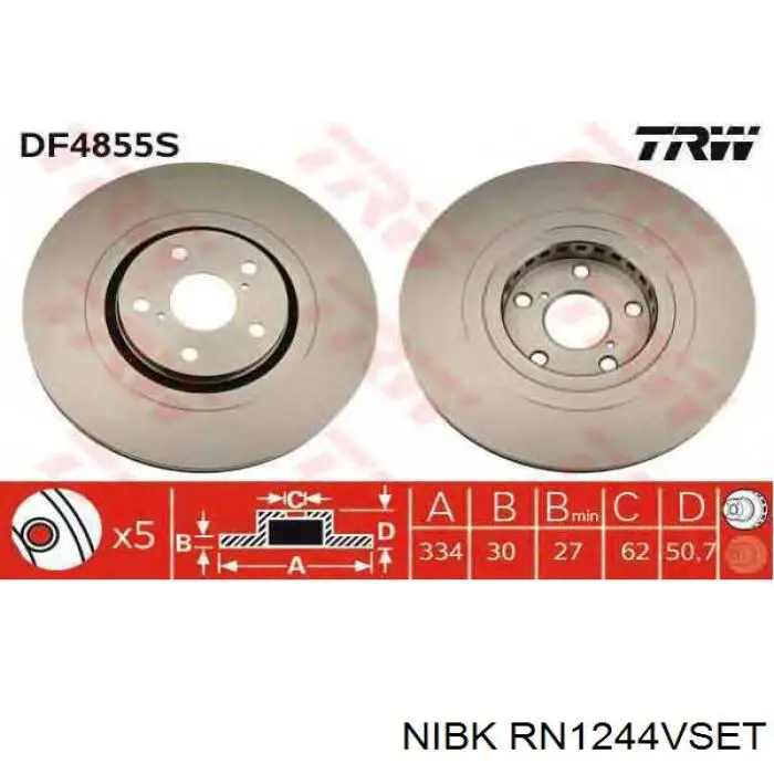 Гальмівні диски передні RN1244VSET Nibk