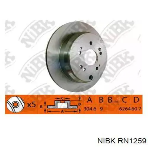 Задні дискові гальма Nibk RN1259 ціна, від 30.14 USD