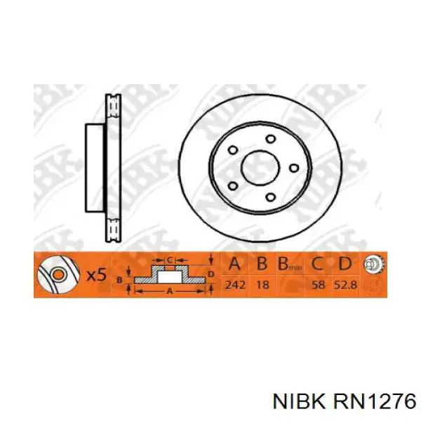 RN1276 Nibk диск гальмівний передній