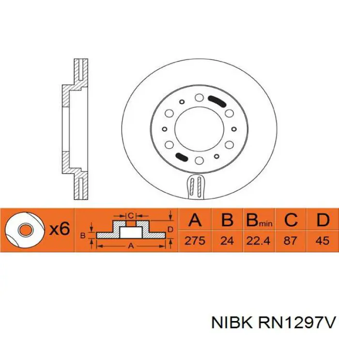 Диск гальмівний передній RN1297V Nibk