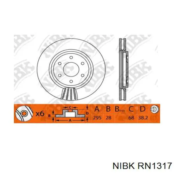 Диск переднього гальма Nibk RN1317 ціна, від 53.04 USD
