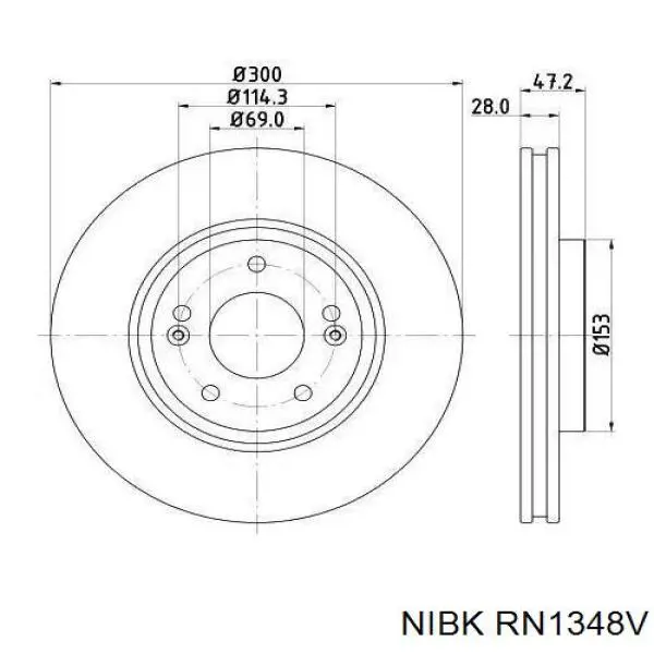 Диск переднього гальма Nibk RN1348V ціна, від 46.42 USD