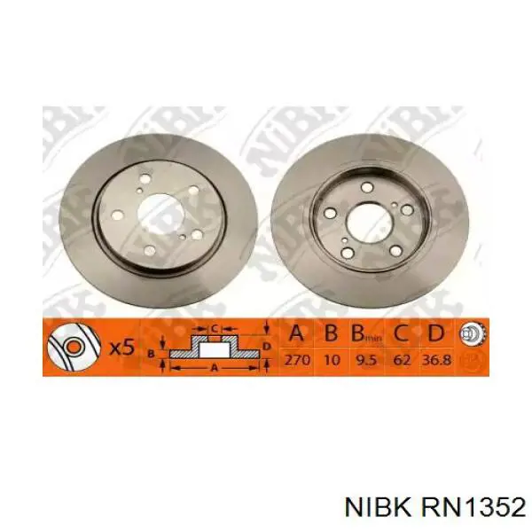Задні дискові гальма Nibk RN1352 ціна, від 29.14 USD