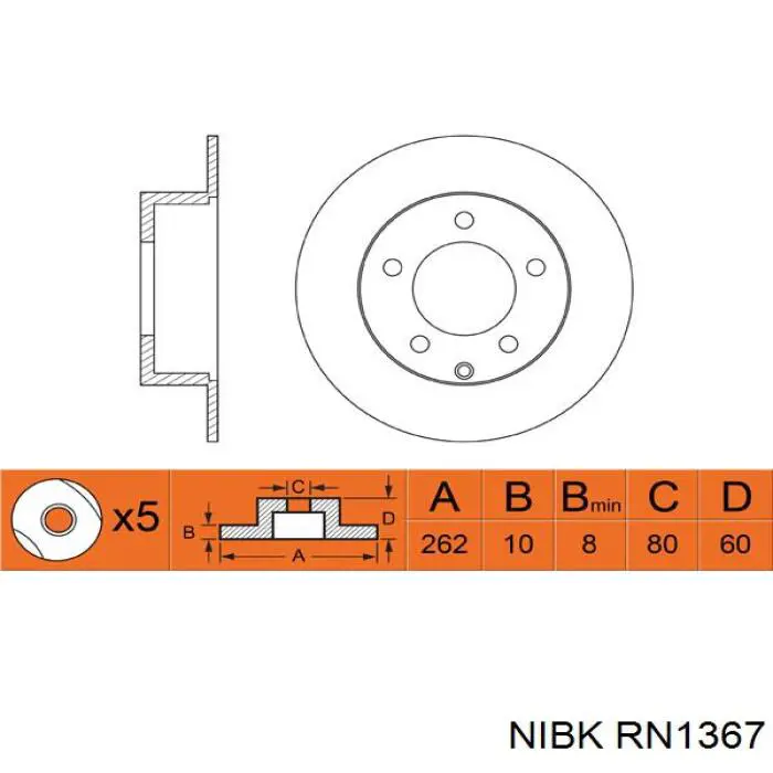 Гальмівні диски RN1367 Nibk