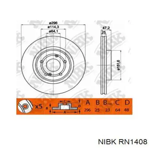 RN1408 Nibk Гальмо дискове переднє