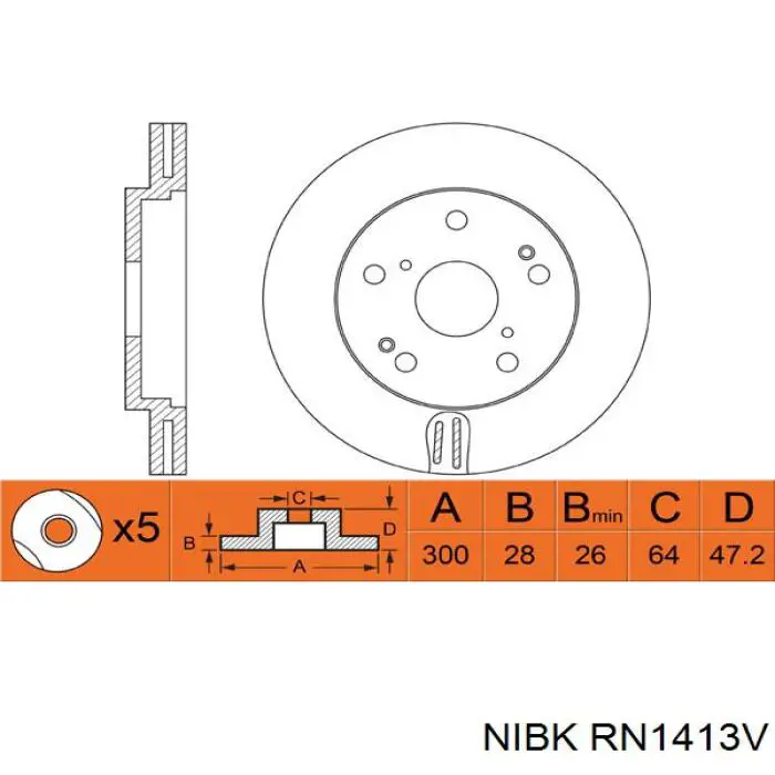 Диск гальмівний передній RN1413V Nibk