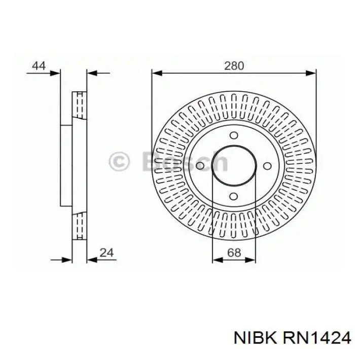 Диск переднього гальма Nibk RN1424 ціна, від 39.98 USD