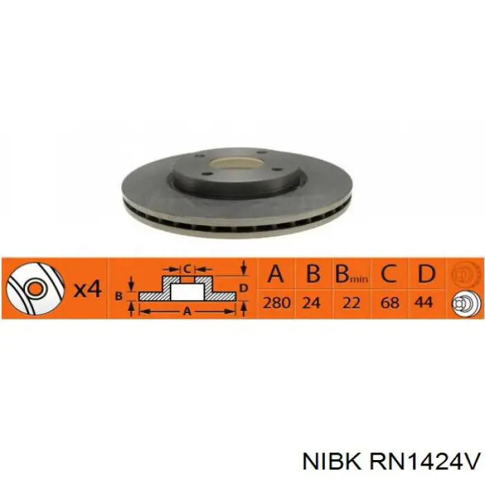 RN1424V Nibk диск гальмівний передній