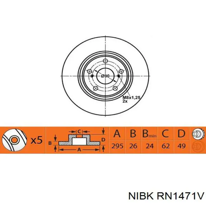 Диск гальмівний передній RN1471V Nibk